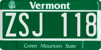 VT license plate ZSJ118