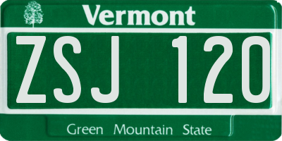 VT license plate ZSJ120
