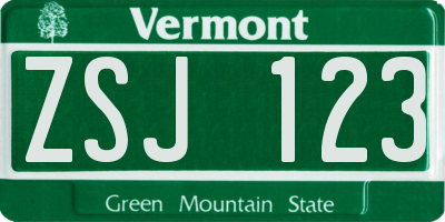 VT license plate ZSJ123