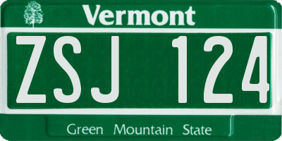 VT license plate ZSJ124
