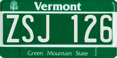 VT license plate ZSJ126