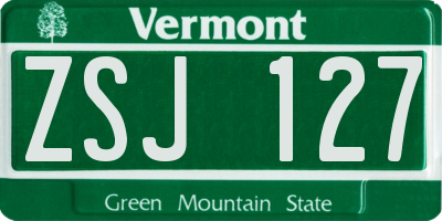 VT license plate ZSJ127
