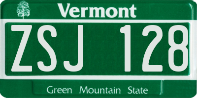 VT license plate ZSJ128