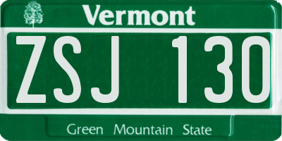 VT license plate ZSJ130