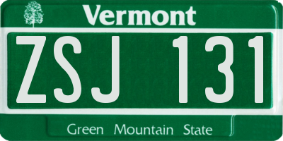 VT license plate ZSJ131