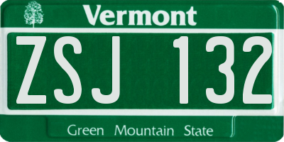 VT license plate ZSJ132