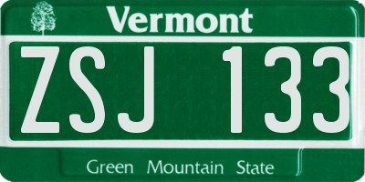 VT license plate ZSJ133