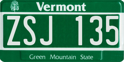 VT license plate ZSJ135