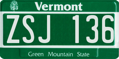 VT license plate ZSJ136
