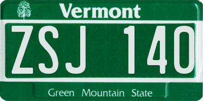 VT license plate ZSJ140