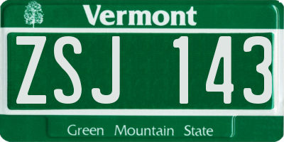 VT license plate ZSJ143