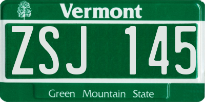 VT license plate ZSJ145