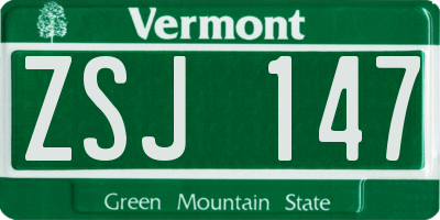 VT license plate ZSJ147