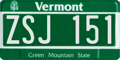 VT license plate ZSJ151