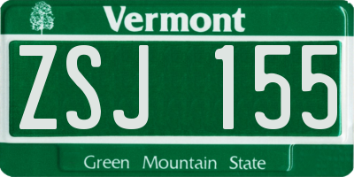 VT license plate ZSJ155