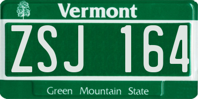 VT license plate ZSJ164