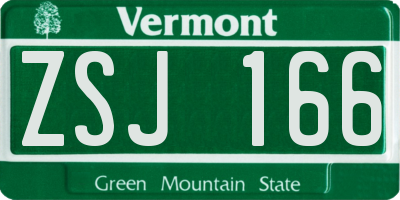 VT license plate ZSJ166