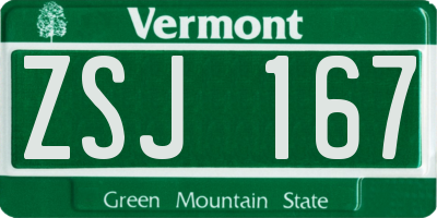 VT license plate ZSJ167