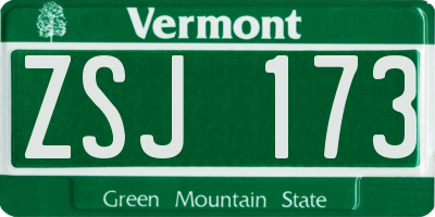 VT license plate ZSJ173