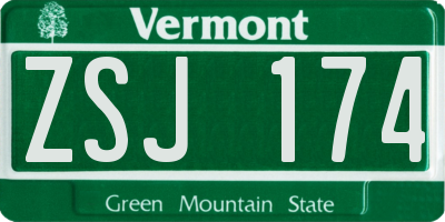 VT license plate ZSJ174