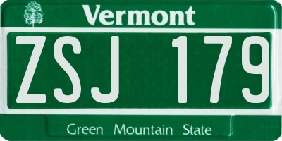VT license plate ZSJ179