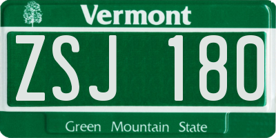 VT license plate ZSJ180