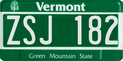 VT license plate ZSJ182
