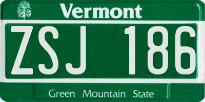 VT license plate ZSJ186