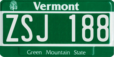 VT license plate ZSJ188