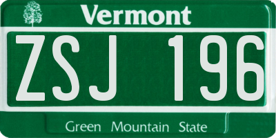 VT license plate ZSJ196