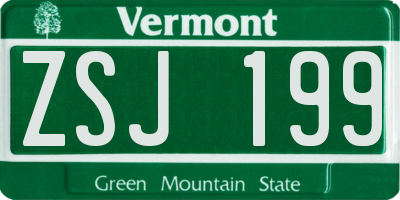 VT license plate ZSJ199