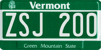 VT license plate ZSJ200