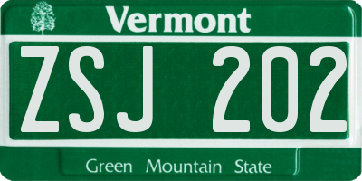 VT license plate ZSJ202
