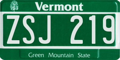 VT license plate ZSJ219