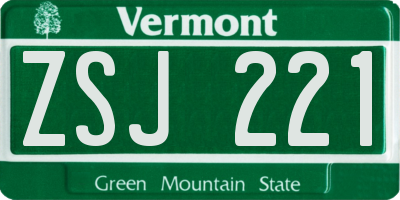 VT license plate ZSJ221
