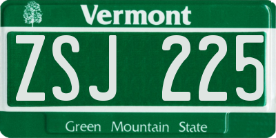 VT license plate ZSJ225