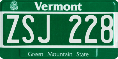 VT license plate ZSJ228