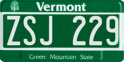 VT license plate ZSJ229
