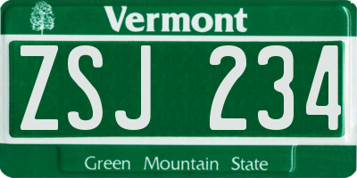 VT license plate ZSJ234