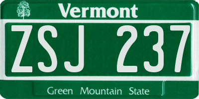 VT license plate ZSJ237