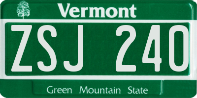 VT license plate ZSJ240