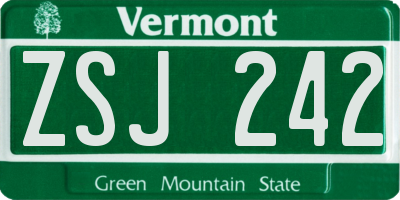 VT license plate ZSJ242