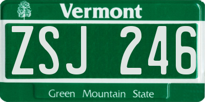 VT license plate ZSJ246