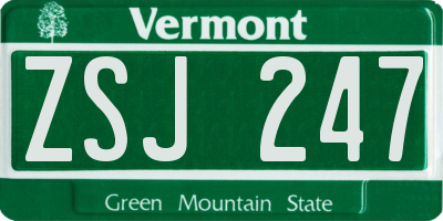 VT license plate ZSJ247