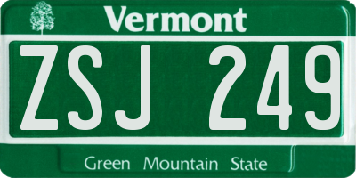 VT license plate ZSJ249