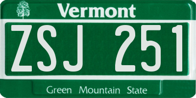 VT license plate ZSJ251