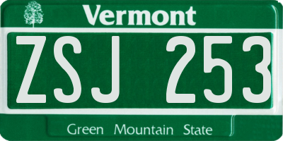 VT license plate ZSJ253