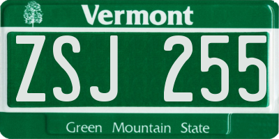 VT license plate ZSJ255