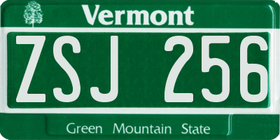 VT license plate ZSJ256