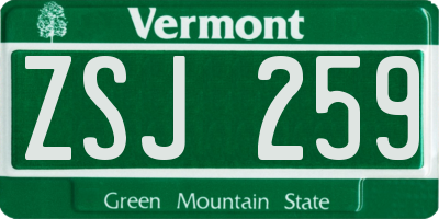 VT license plate ZSJ259